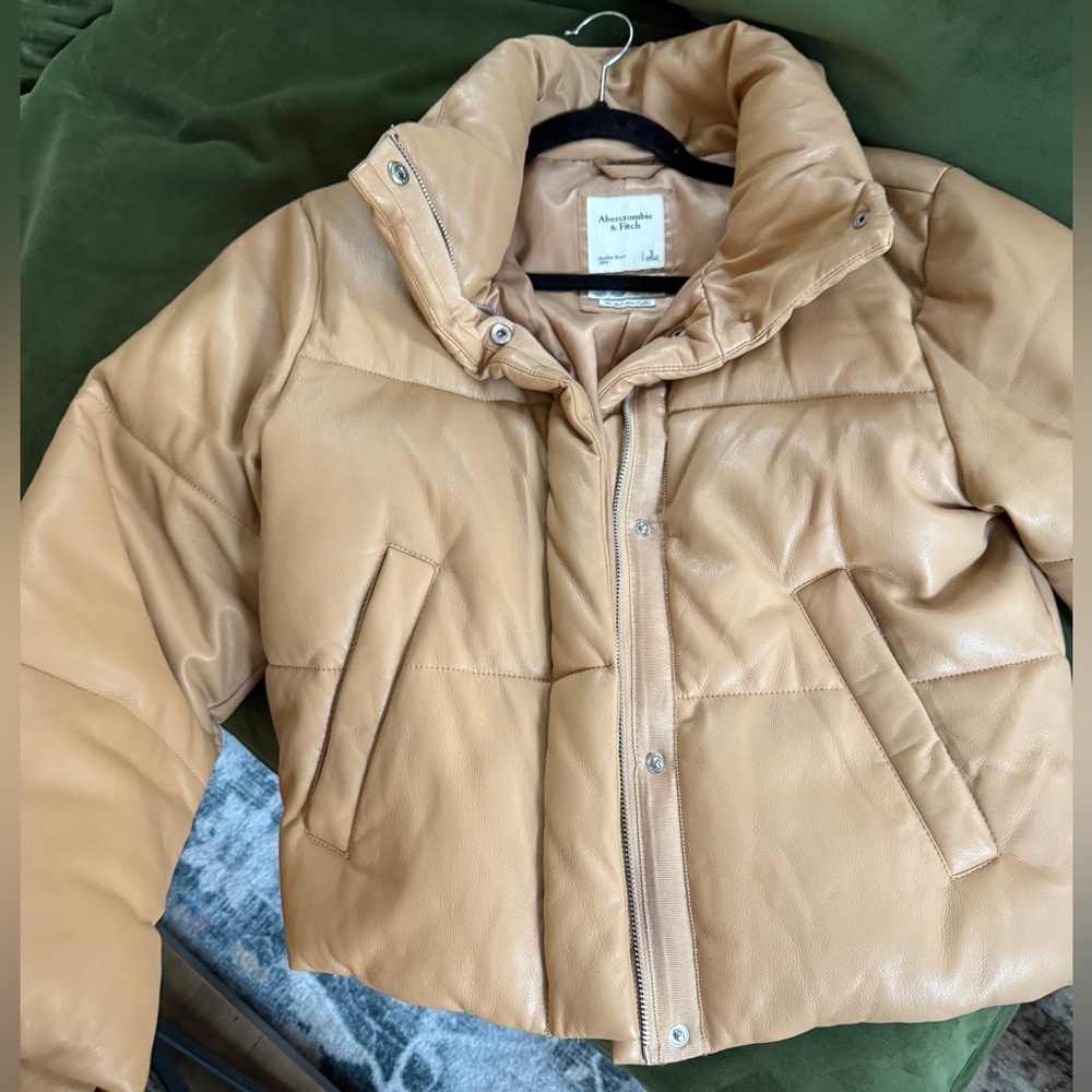 Abercrombie and Fitch Vegan Leather Puffer Jacket
